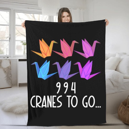 Origami Paper Crane Wishing Japanese Paper Fleece Blankets