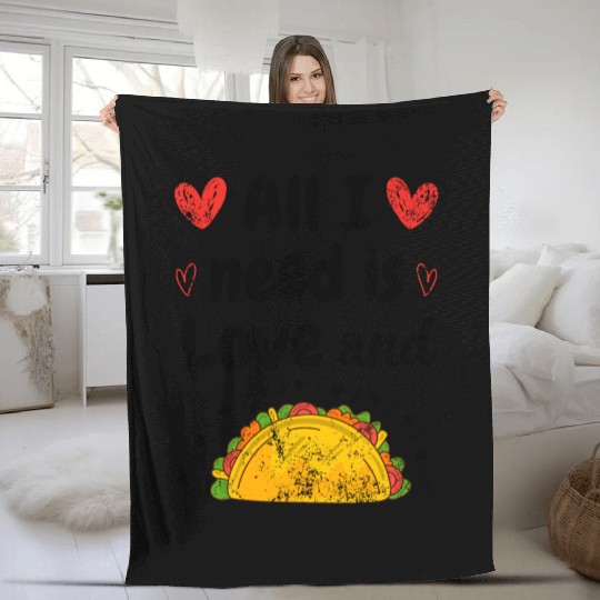 Vintage I Love Tacos Groovy Tacos Are My Valentine Fleece Blankets