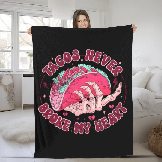 I Love Taco Skeleton, Tacos Are My Valentine Taco Fleece Blankets