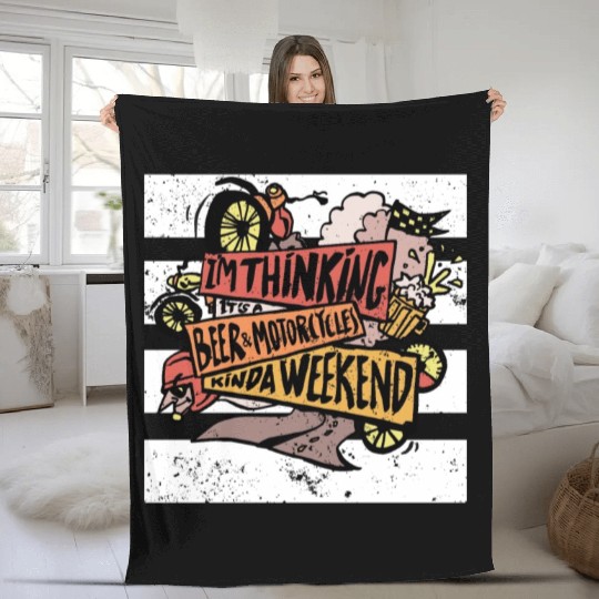 Beer and Motorcycle Weekend Race Track Doodle Bike Fleece Blankets