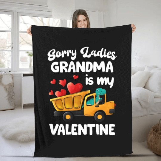 Grandma Is My Valentine Trex Dino Dump Truck Boys Fleece Blankets