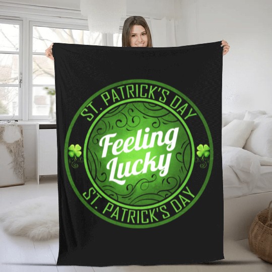 Shamrock Feeling Lucky On St Patricks Day Fleece Blankets