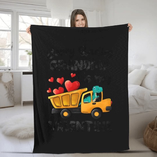 Grandma Is My Valentine Trex Dino Dump Truck Boys Fleece Blankets