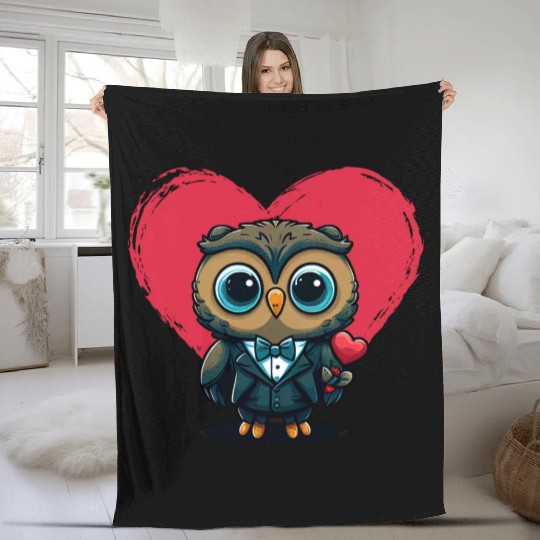 Valentine's Day Romance with Adorable Owl Groom Fleece Blankets