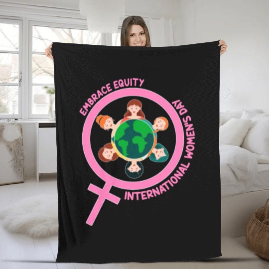Happy International Women's Day Embrace Equity Fleece Blankets