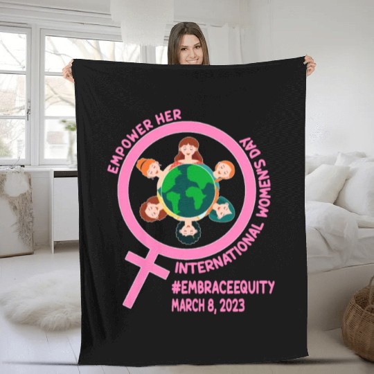 International Women's Day: Empower Her Embrace Equ Fleece Blankets