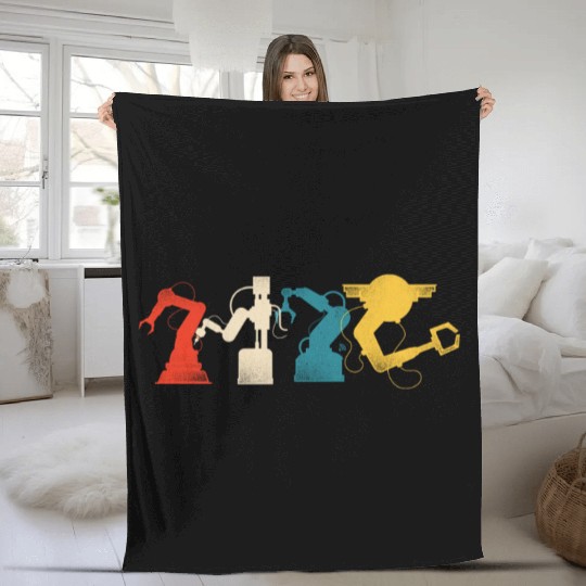 Robot Robotics Engineer Retro Fleece Blankets