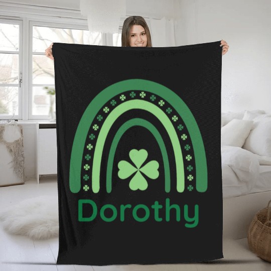 Dorothy Clover Charm Boho Rainbow Fleece Blankets