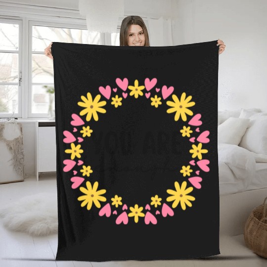 You Are Enough - Flower Crown Fleece Blankets