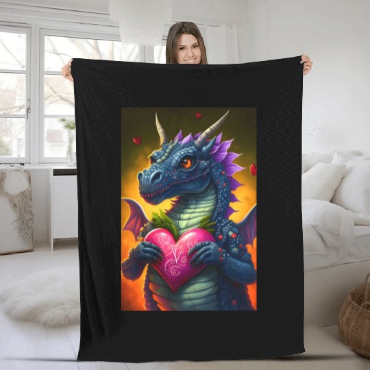 Dragonheart love dragon Fleece Blankets