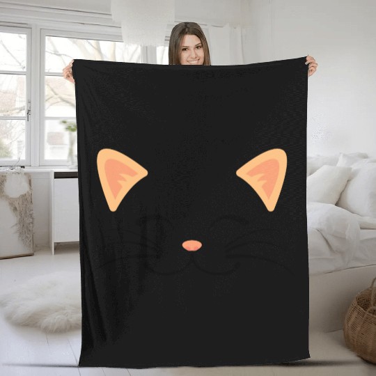Floating Cat Face Fleece Blankets