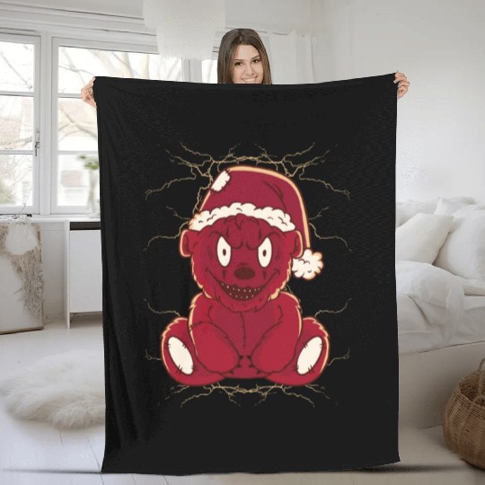 Scary smiling teddy-bear Scary smiling teddy-bear Fleece Blankets