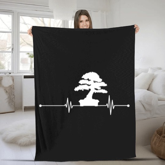 Bonsai Tree Heartbeat Fleece Blankets