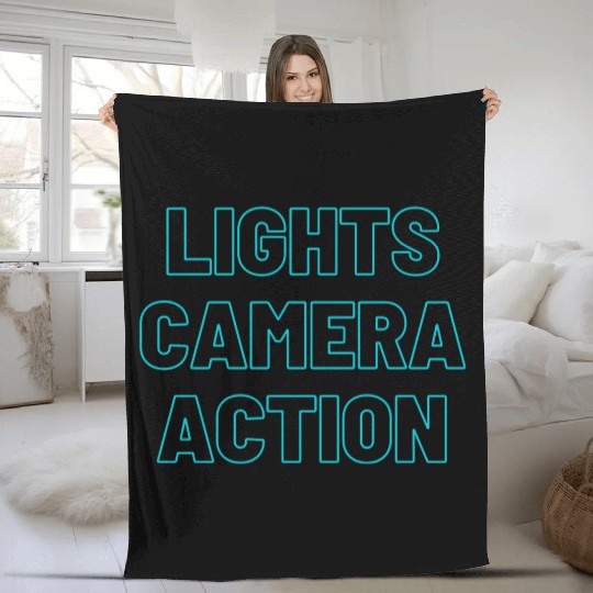 lights camera action Fleece Blankets