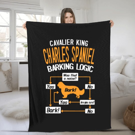 Cavalier King Charles Spaniel Barking Logic Fleece Blankets