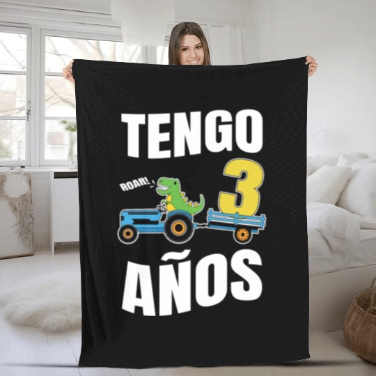 3 Years Old Kids Love Truck Tractor Dinosaur Fleece Blankets