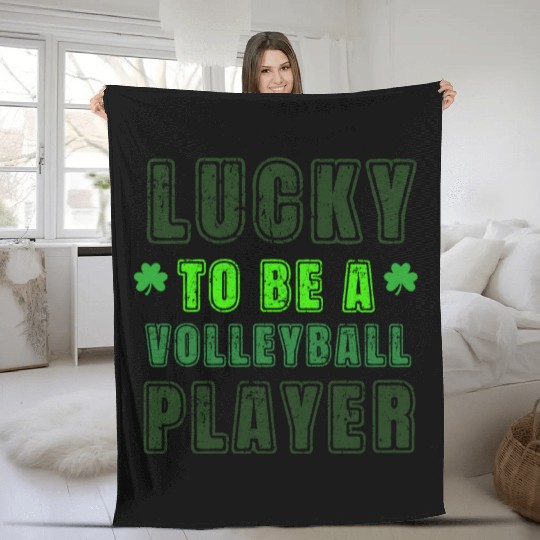 Lucky Volleyball Player, St Patrick's Day Gift Fleece Blankets