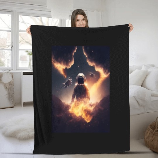 astronaut planet universe Fleece Blankets