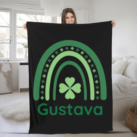 Gustava Clover Charm Boho Rainbow Fleece Blankets