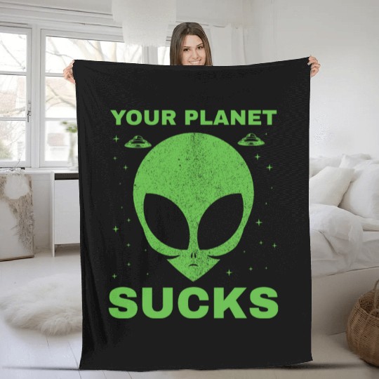 Alien, Aliens, UFO, UAP, Space Unknown Flight Fleece Blankets