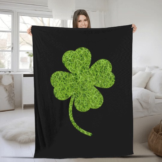 Shamrock Grass Print Fleece Blankets