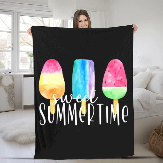 Sweet Summertime Ice Cream Family Vacation Fleece Blankets