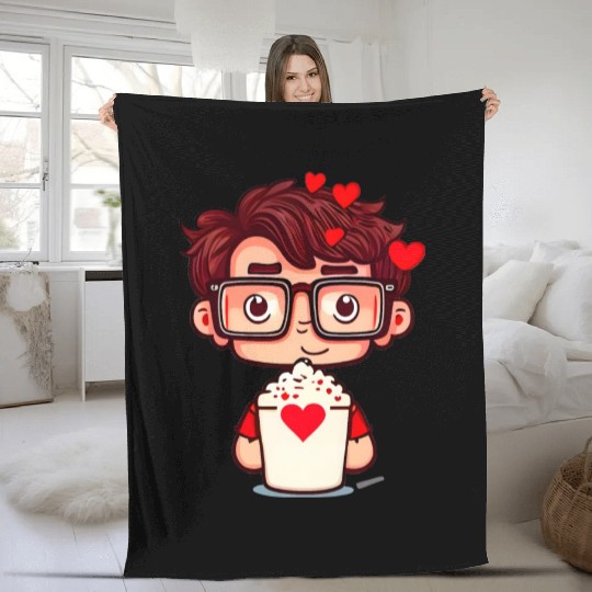 Popcorn Movie Guy Fleece Blankets