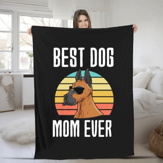 Best Dog Mom Ever Great Dane Fleece Blankets