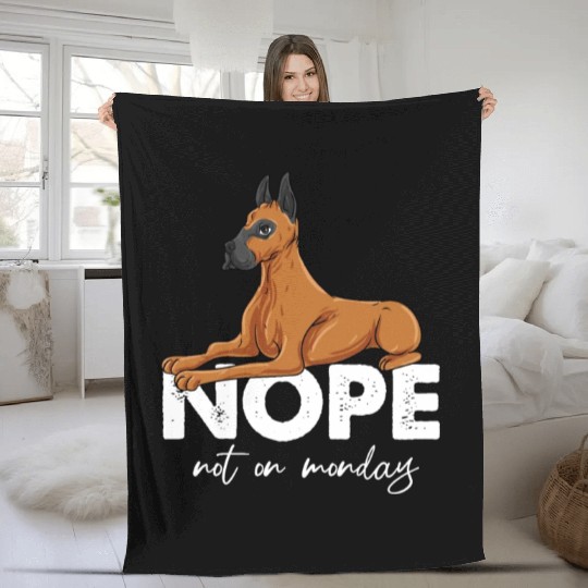 Nope Not On Monday Great Dane Fleece Blankets