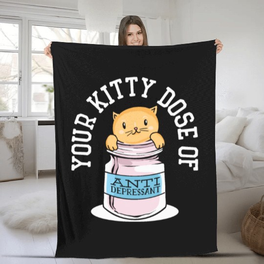Antidepressant Kitten Medicine Cat Owner Fleece Blankets