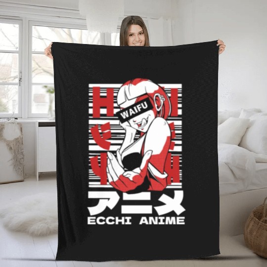 Japanese Ecchi Anime Aesthetic Waifu Manga Girl Fleece Blankets