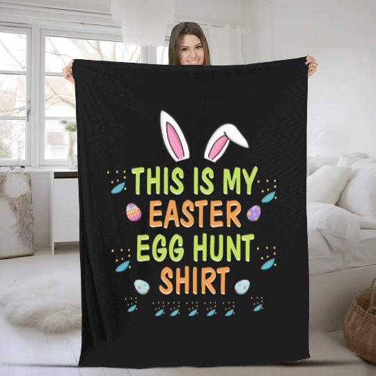 This Is My Easter Egg Hunt Funny Rabbit Face Squad Fleece Blankets
