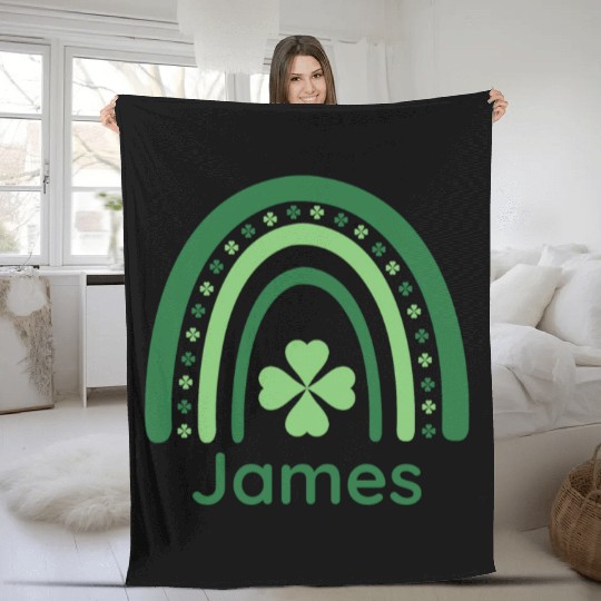 James Clover Charm Boho Rainbow Fleece Blankets