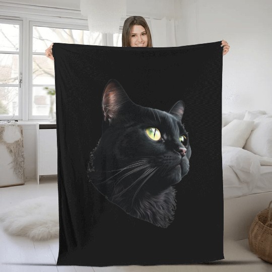 BACK CAT 3D FACE Fleece Blankets