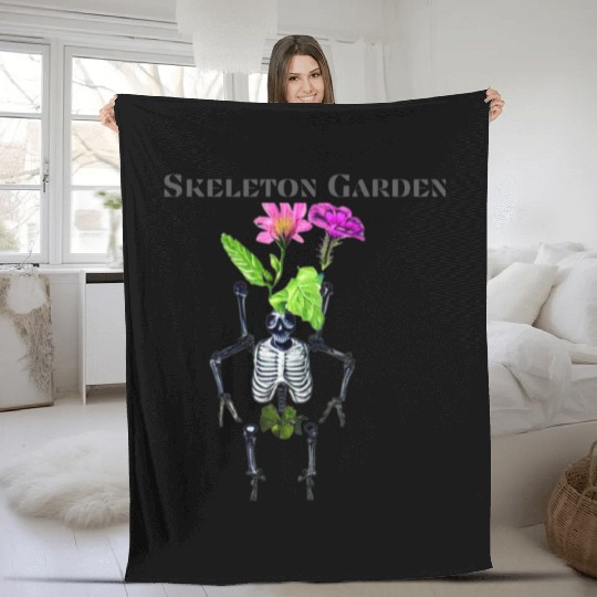 Skeleton garden Fleece Blankets