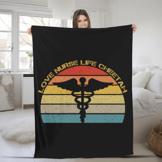 Love Nurse Life Cheetah Fleece Blankets