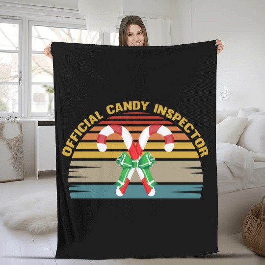 Official Candy Inspector Halloween Candy Corn Fleece Blankets