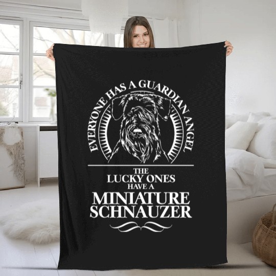 Miniature Schnauzer Guardian Angel dog quote Fleece Blankets