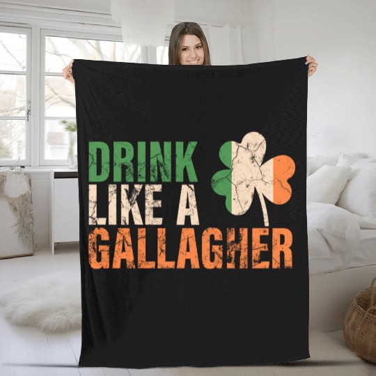 Drink Like A Gallagher St Patricks Drinking Jacket Fleece Blankets