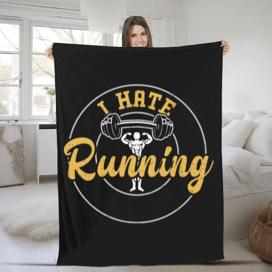 I Hate Running - Gym Fleece Blankets