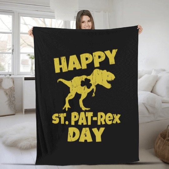 Happy St Pat Trex Day Dino St Patricks Day Toddler Fleece Blankets