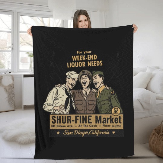 Vintage San Diego Liquor Store Fleece Blankets
