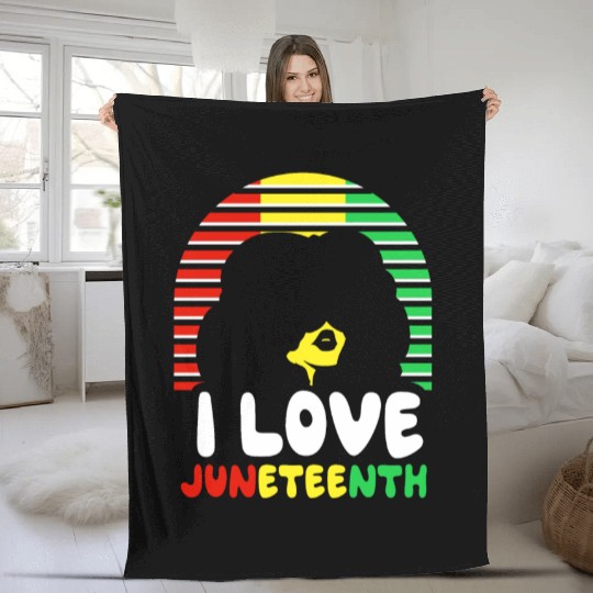 I Love Juneteenth 1865 Black American African Fleece Blankets