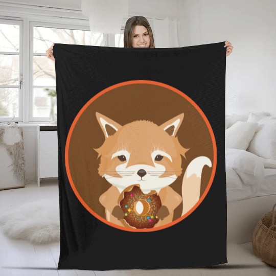 magical little fox with delicious donut Fleece Blankets