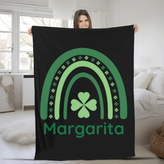 Margarita Clover Charm Boho Rainbow Fleece Blankets