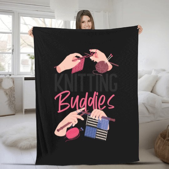 Knitting Knitter Friends Besties Fleece Blankets