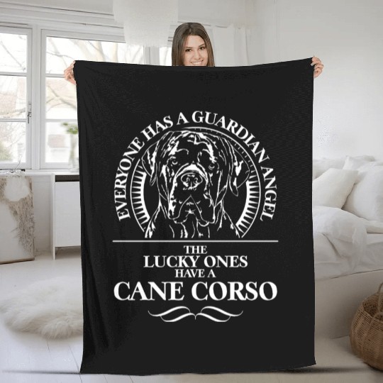 Proud Cane Corso Guardian Angel dog quote Fleece Blankets