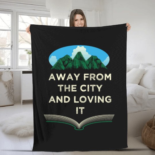 Away From the City Camping Wildlife Camper Outdoor Fleece Blankets