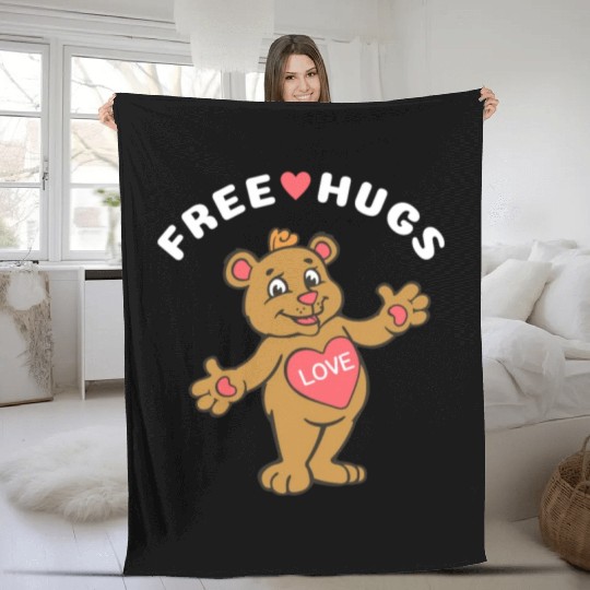 Free Hugs Teddy Bear Fleece Blankets