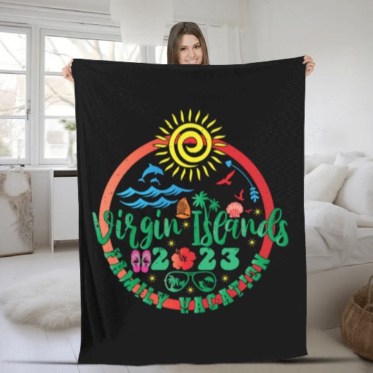 Family Vacation To US Virgin Islands 2023 Family Fleece Blankets